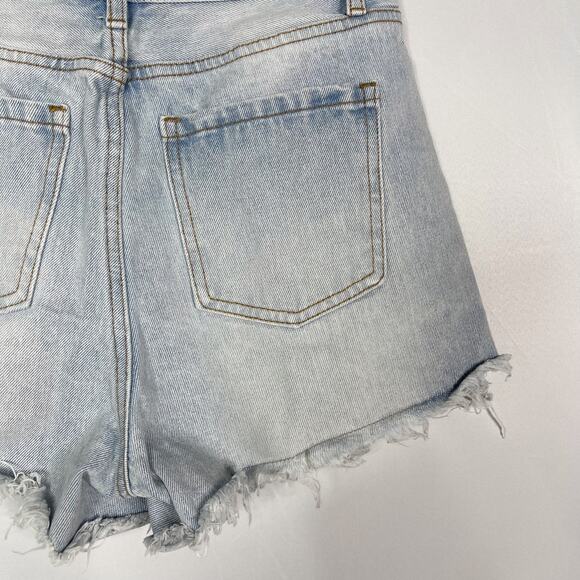 By Together S Light Wash Button Fly Denim Jean Shorts Cut Off Fray Hem Cotton - Picture 6 of 8